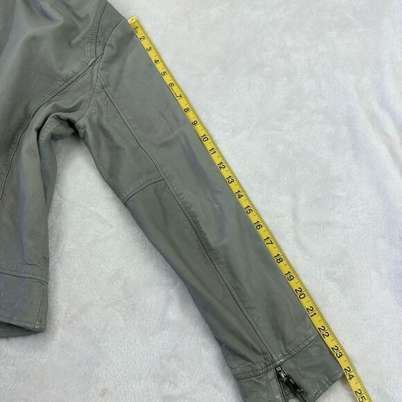 Doma Size L Clash Hoodie Leather Jacket Gray 100% Lamb Nappa Moto Grunge Edgy - Picture 11 of 14